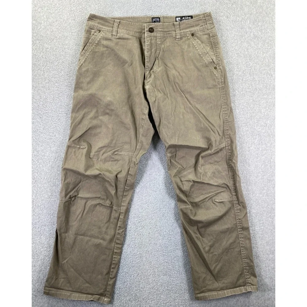 Kuhl Slackr Pants Mens 34x30 Beige Canvas Carpenter Relaxed Fit Workwear Outdoor